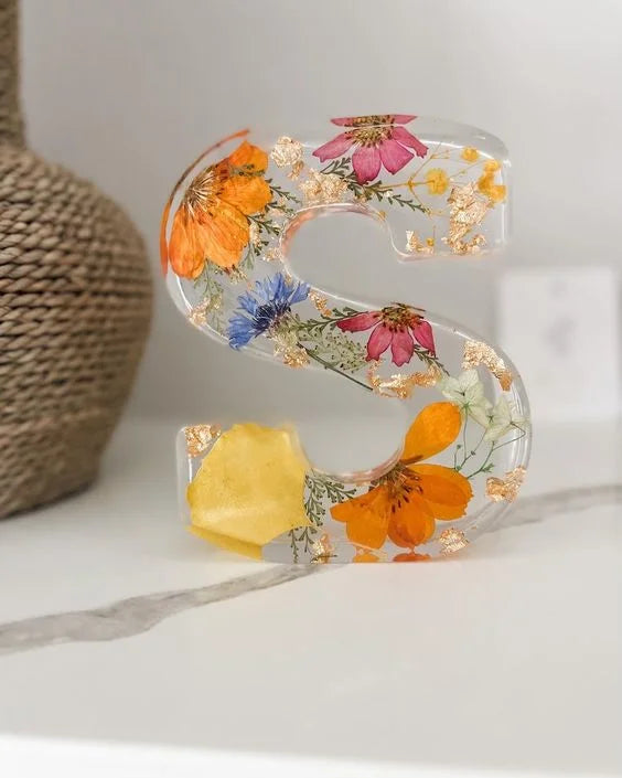 FloraShine - Lampada Da Notte in Resina Con Fiori Fatti a Mano