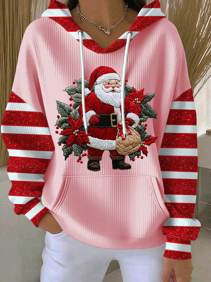 Kathryn - Felpa Con Cappuccio e Stampa Babbo Natale
