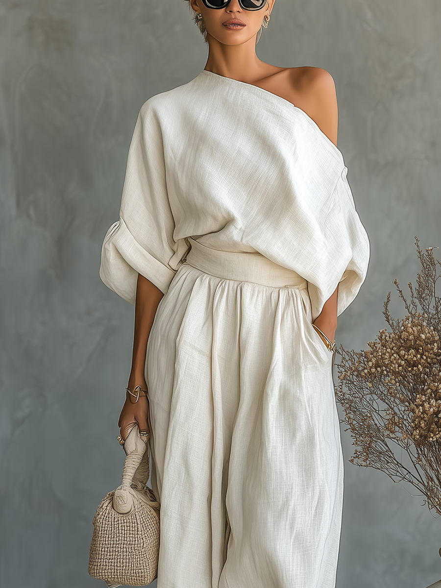 Abira - Set Composto Da Top Con Spalle Scoperte e Pantaloni Larghi