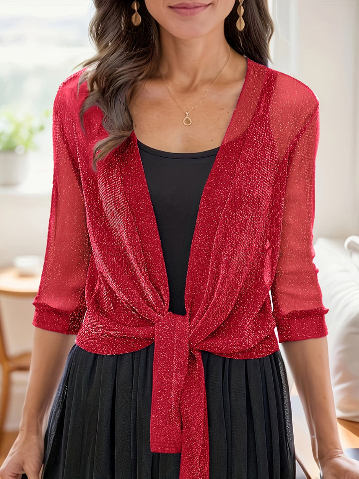 Prechyl - Elegant V-Neck Tie Front Shawl
