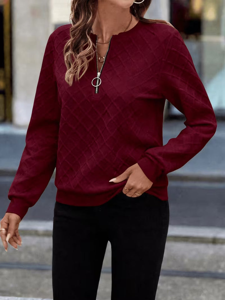 Juliet - Felpa a Maniche Lunghe Con Collo a Zip e Effetto Testurizzato