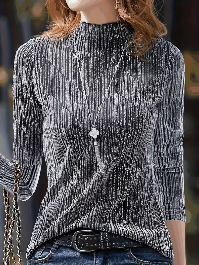 Sunija - Top a Maniche Lunghe Con Effetto Metallizzato