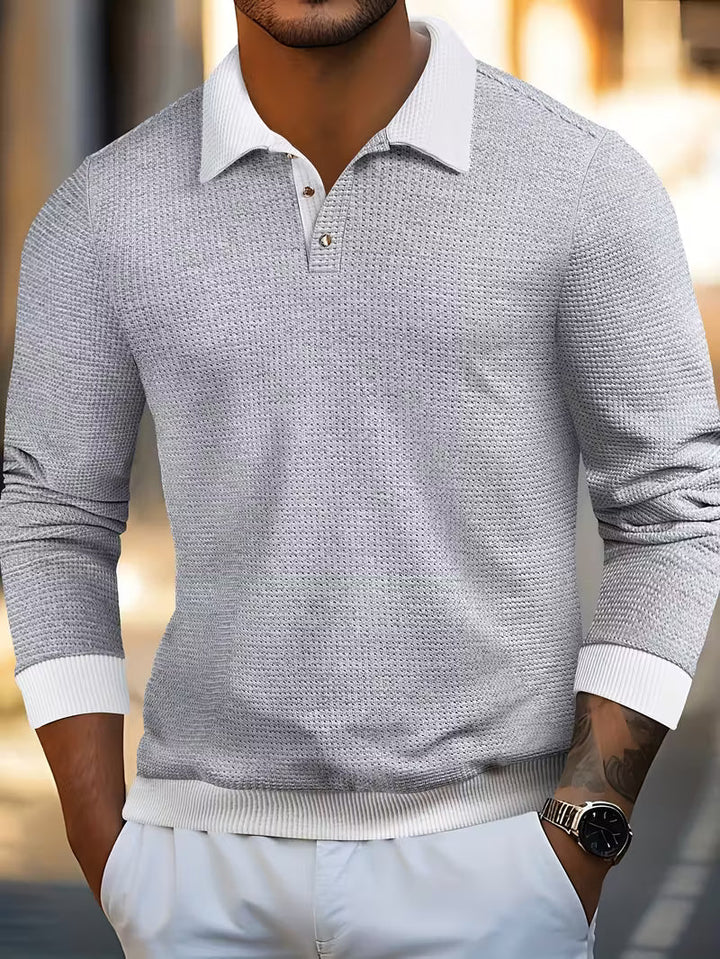 Gennady - Camicia In Maglia Waffle Testurizzata Con Colletto a Contrasto