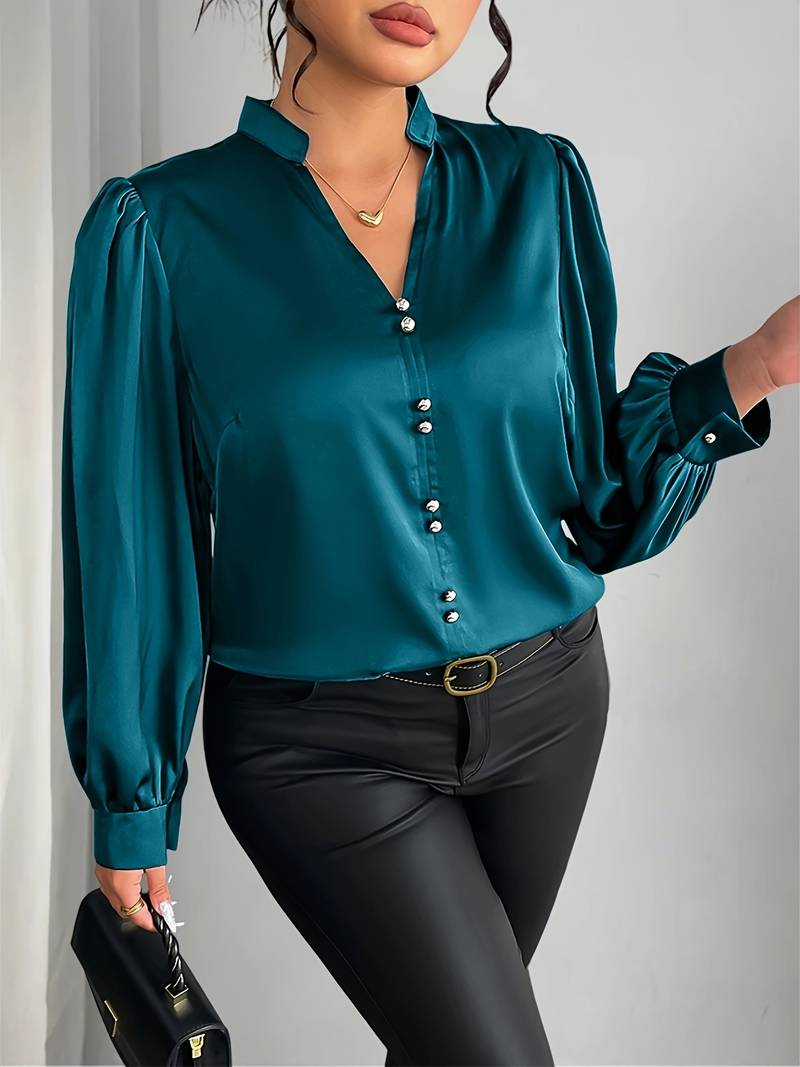 Elisheva - Elegante Camicia Con Maniche a Sbuffo e Scollo a V
