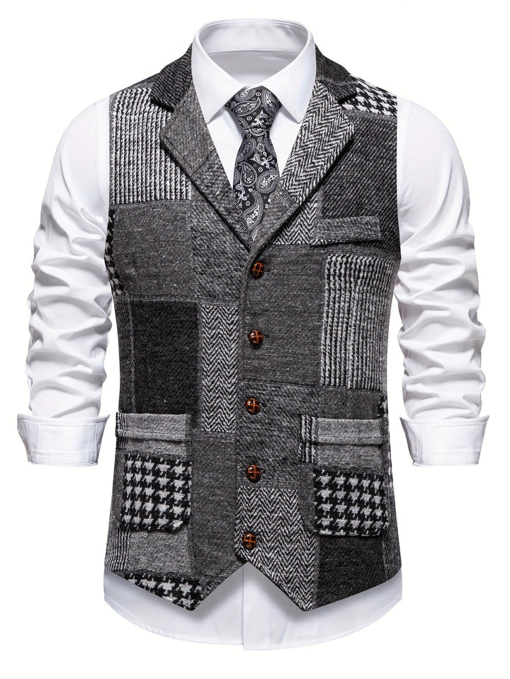 Saverse - Gilet In Tweed A Spina Di Pesce Patchwork