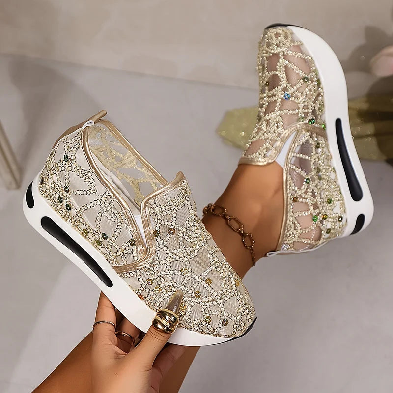 Heleen - Scarpa Sportiva a vita alta con paillettes