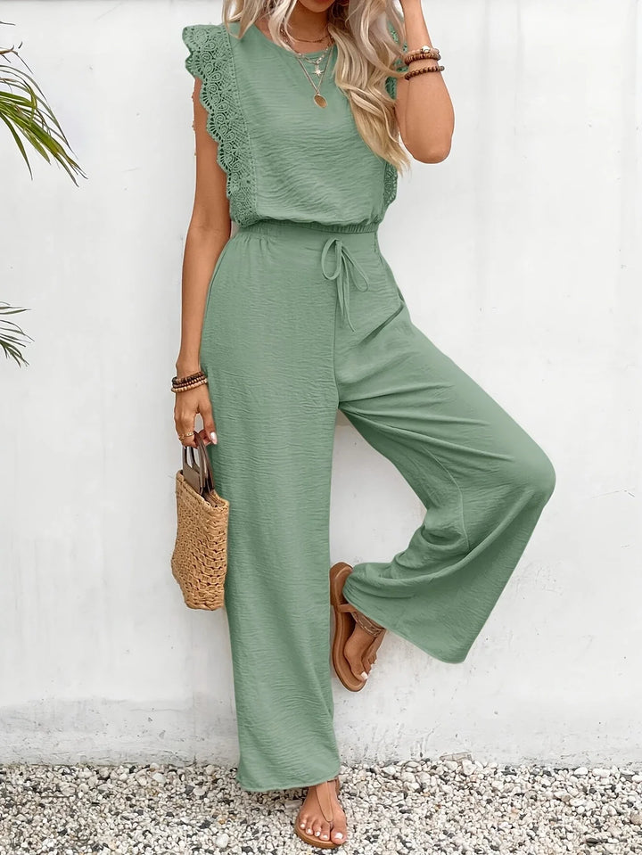 Ziva - Elegante Top In Pizzo e Pantaloni a Gamba Larga