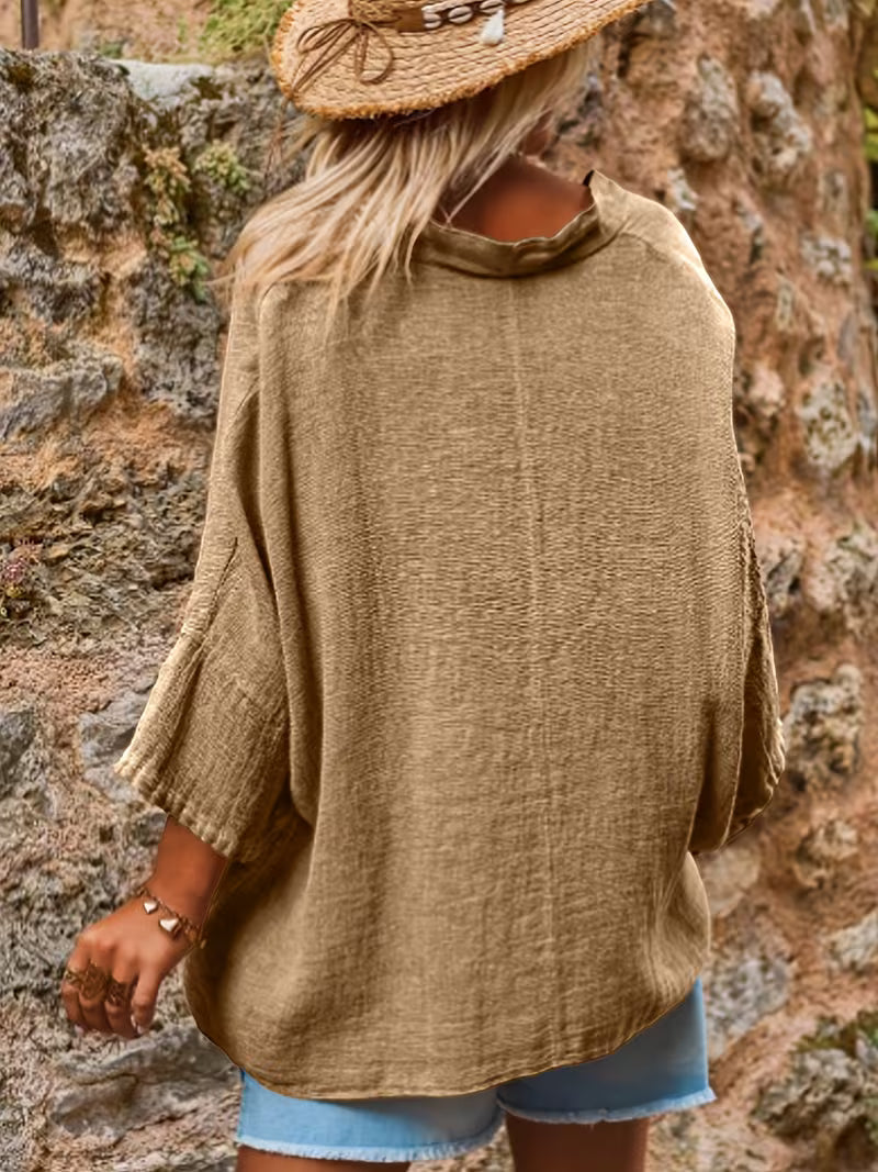 Lelina - Top Con Scollo a V E Maniche a Pipistrello