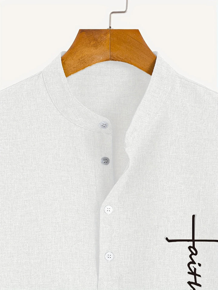 Elliott - Elegante Camicia a Maniche Corte Con Collo Alto