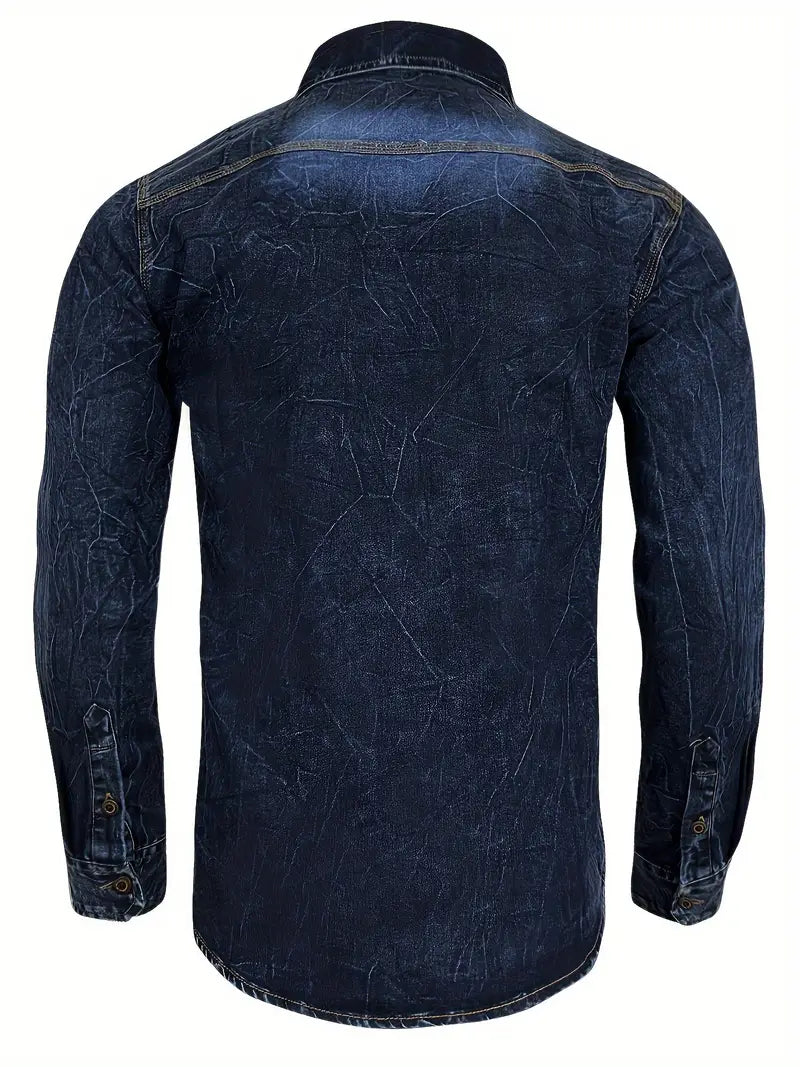 Angelo - Camicia In Denim Con Tasche Frontali Con Bottoni