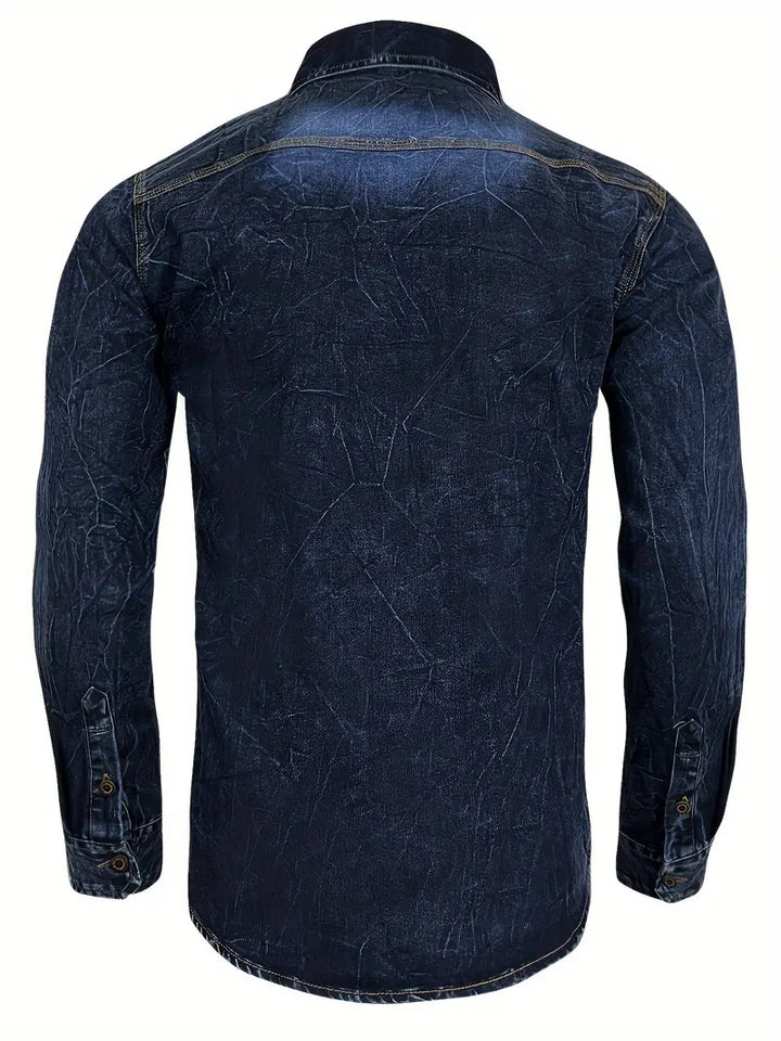 Angelo - Camicia In Denim Con Tasche Frontali Con Bottoni