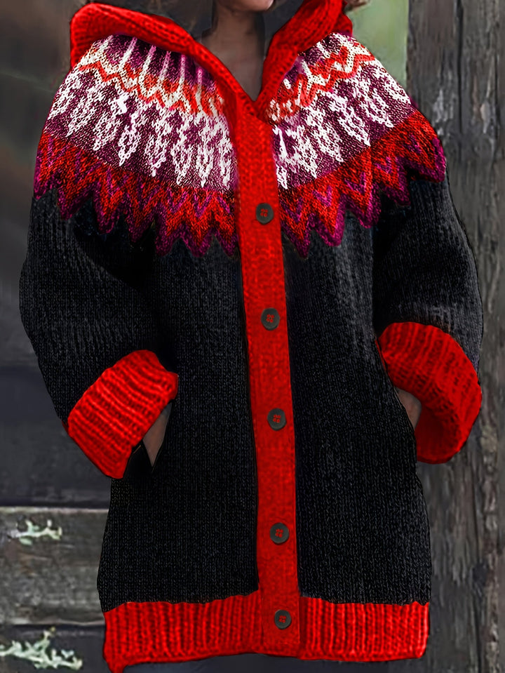 Gulnur - Elegante Maglione Invernale a Maniche Lunghe Con Cappuccio