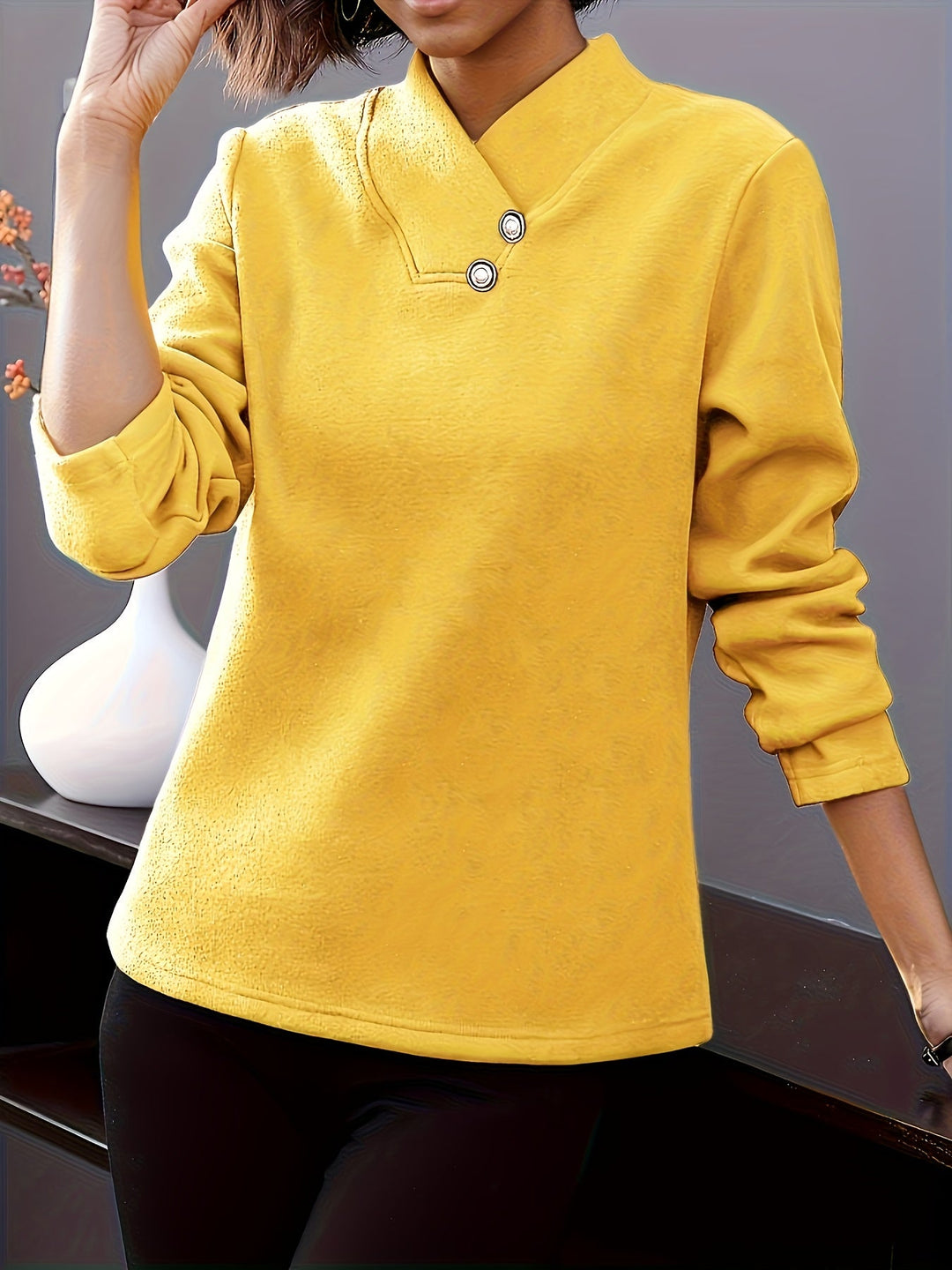 Bonya - Maglia Casual a Maniche Lunghe Con Scollo a V