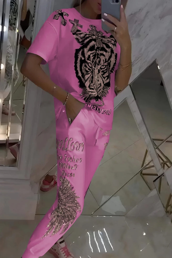 Quinzella - Set Pantaloni e Top Stampati Alla Moda