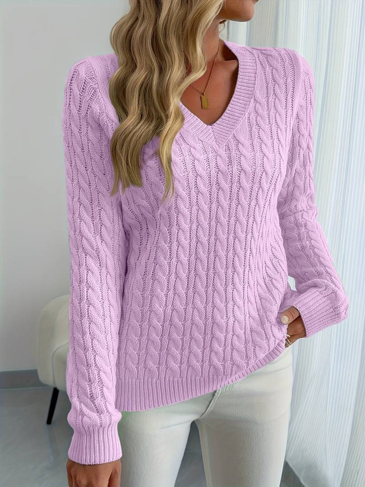 Zivah - Elegante Maglione a Coste Con Scollo a V