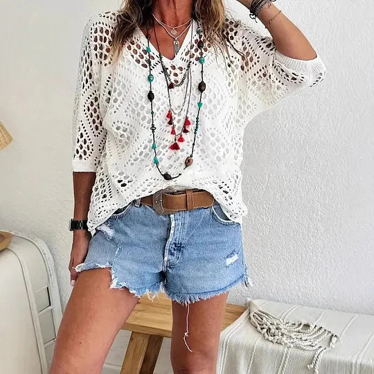 Raissa - Top a Maglia Con Scollo a V