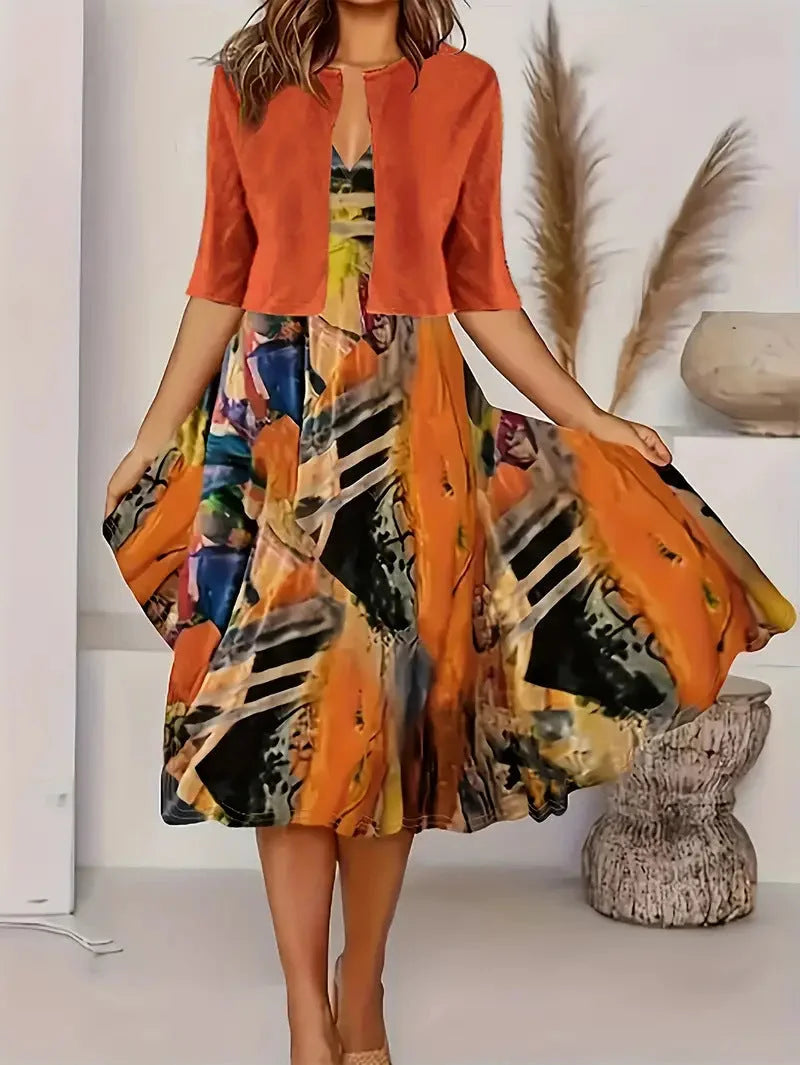 Vainoana - Elegante Completo a Due Pezzi Con Gonna Lunga
