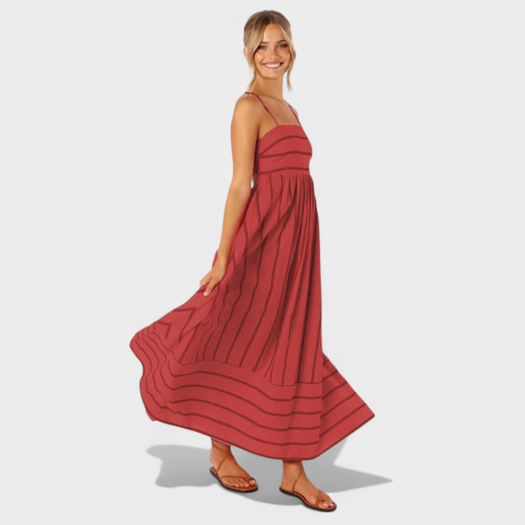 Lucille - Abito Lungo Con Stampa a Righe