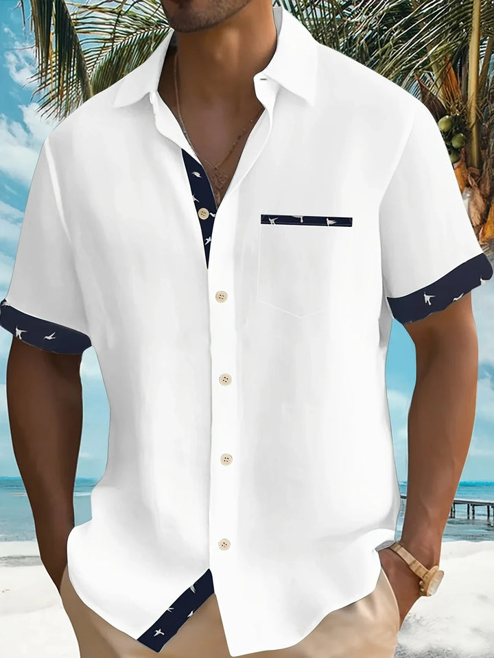Trofim - Elegante Camicia Con Stampa Uccellino