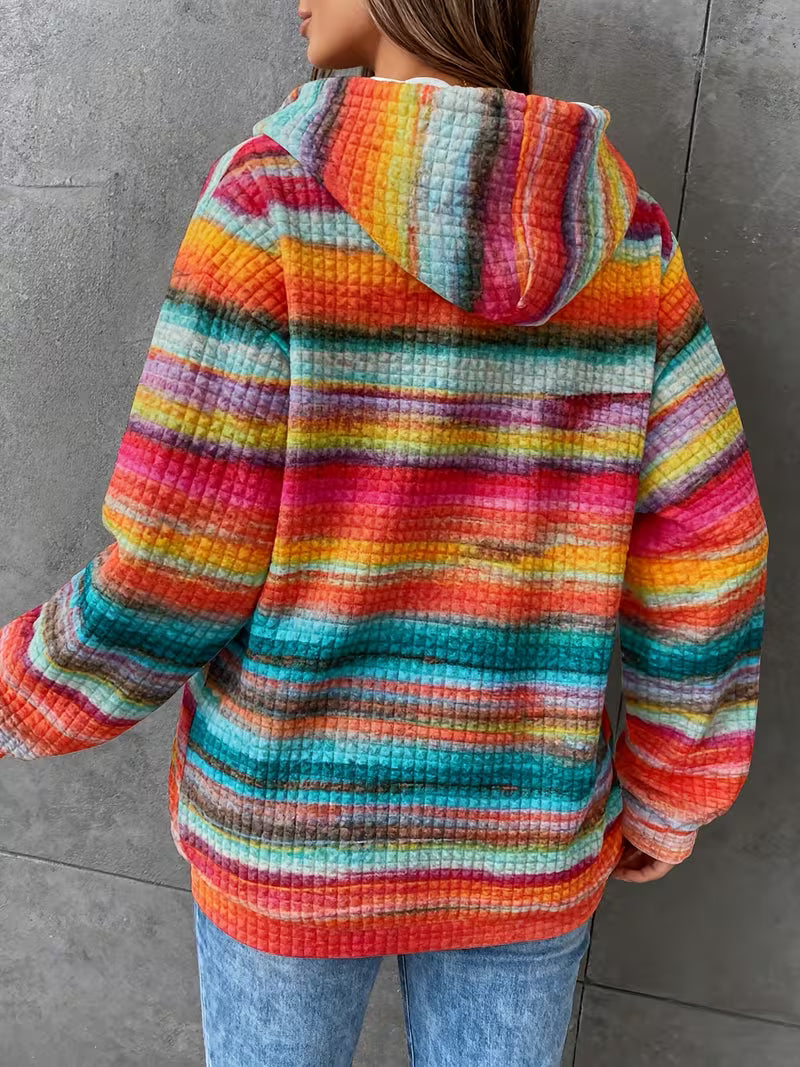 Leoiza - Felpa Con Cappuccio Con Stampa Arcobaleno