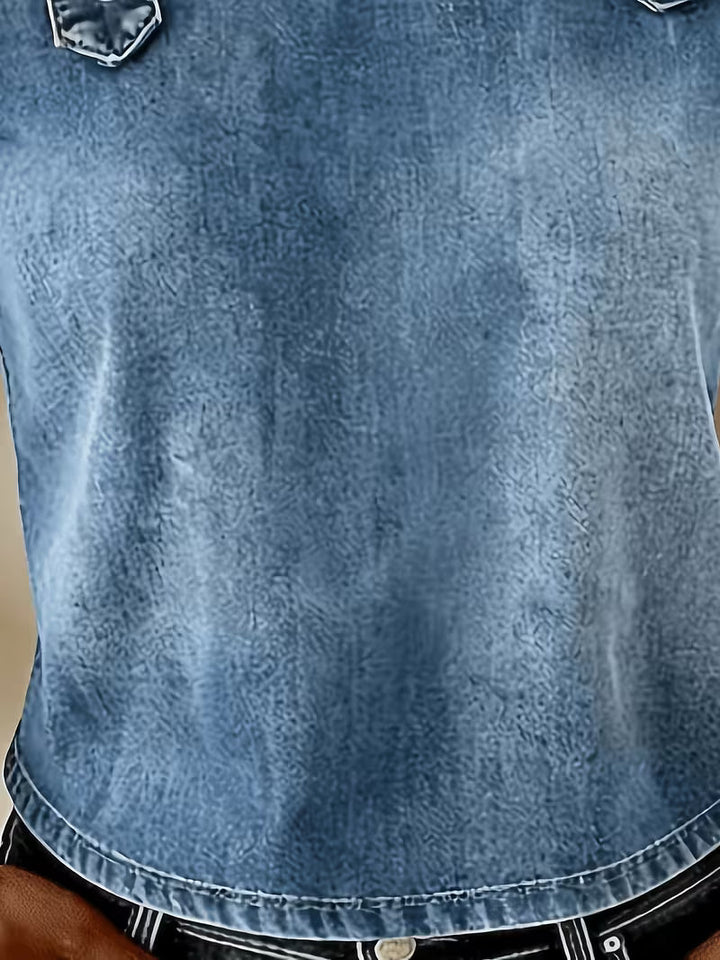Kenya - Top in denim con Spalle Scoperte e Maniche Corte
