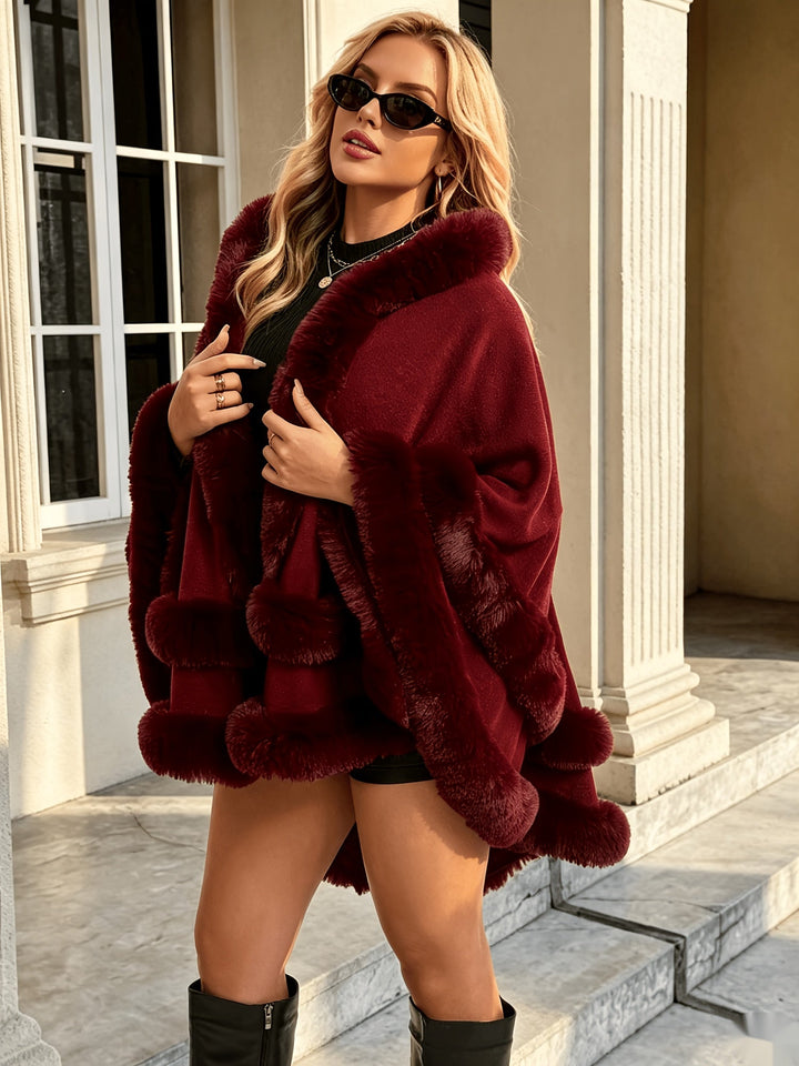 Toriann - Cardigan Invernale Con Cappuccio E Fodera in Pelliccia Con Apertura Sul Davanti