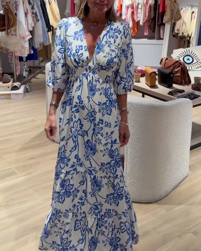 Lyssia - Elegante Abito Lungo Con Motivo Floreale