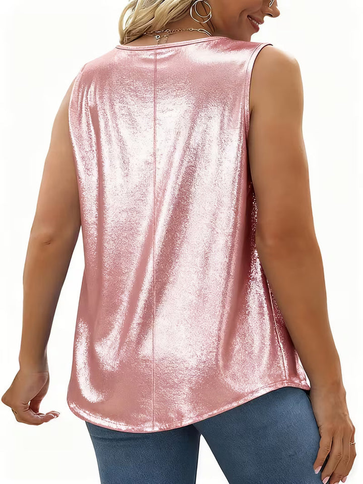 Shivina - Canotta Metallizzata Con Scollo Rotondo