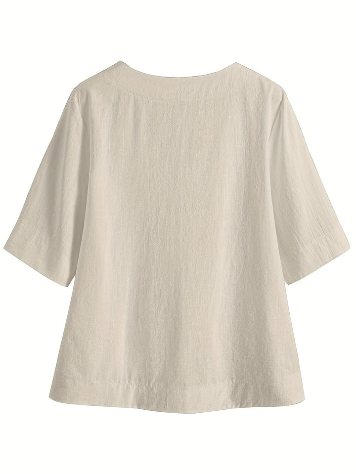 Mattea - Casual Vestibilità Ampia Top Con Scollo a V
