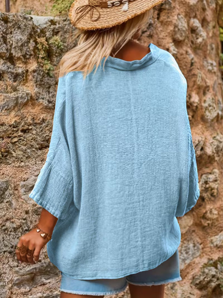 Lelina - Top Con Scollo a V E Maniche a Pipistrello