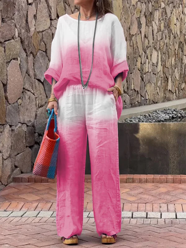Raminta - Elegante Set Composto Da Due Pezzi in Cotone e Lino