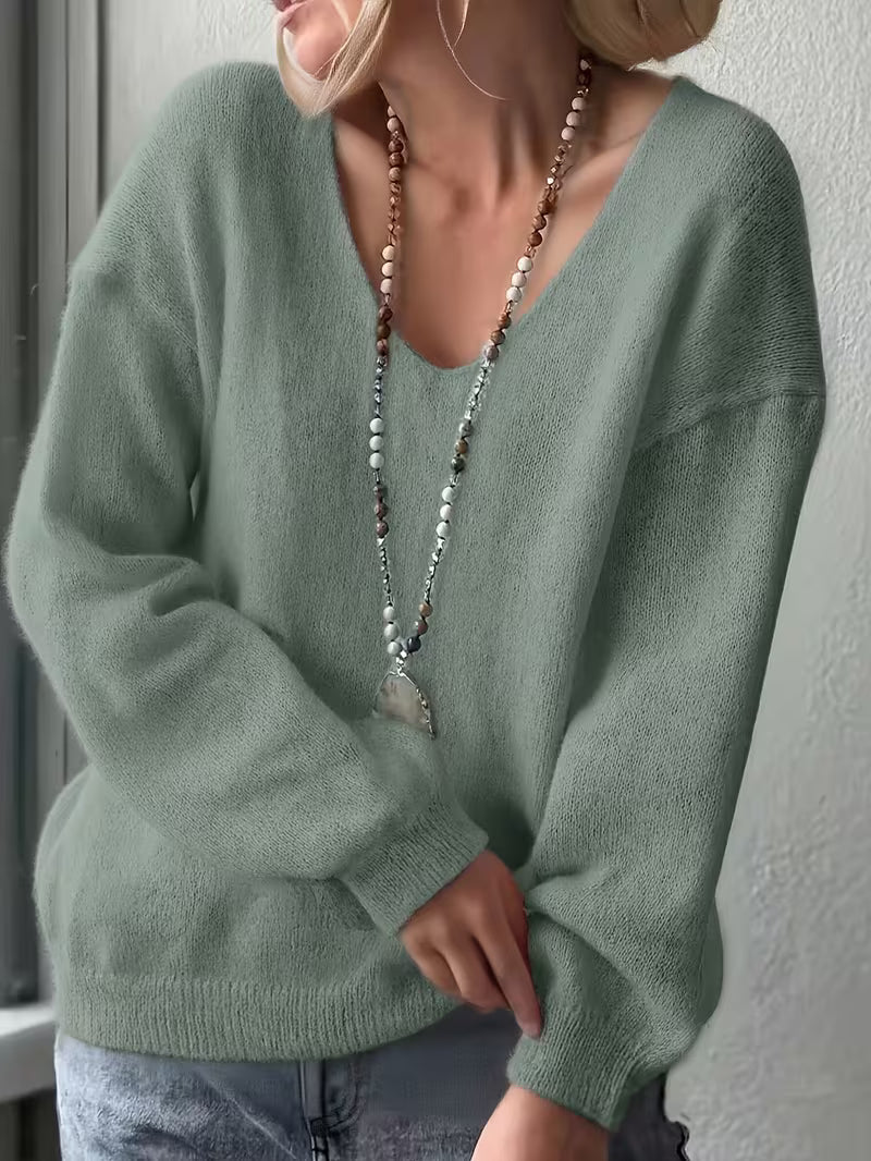 Yalitan - Maglione a Maniche Lunghe con Scollo a V