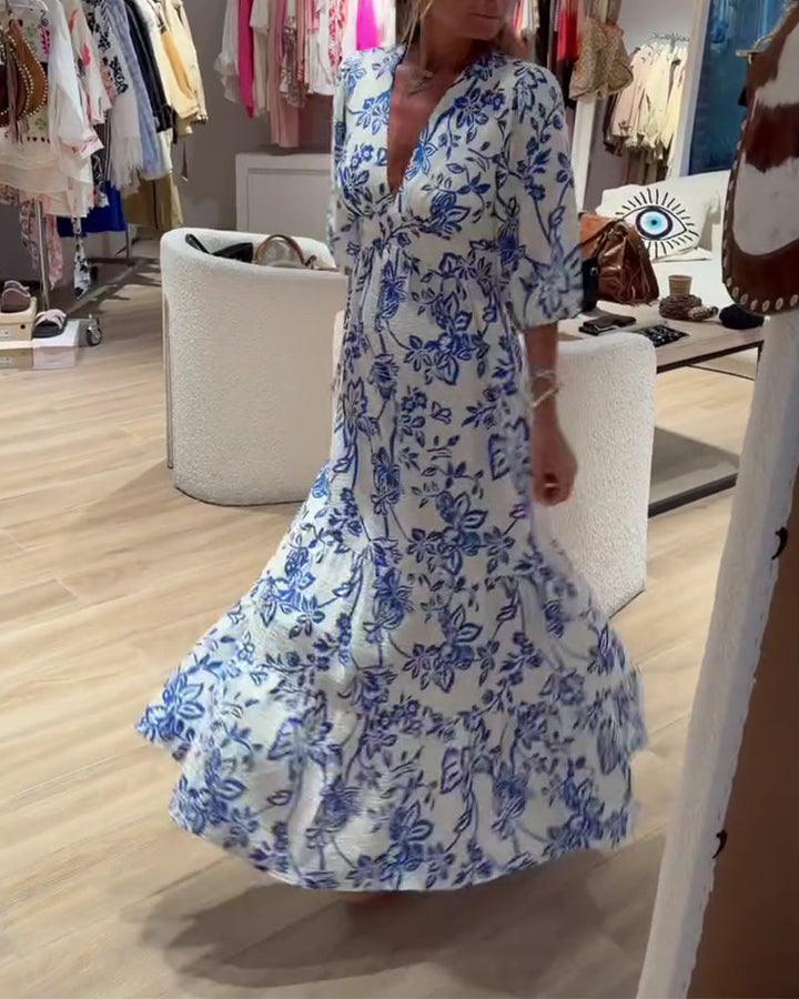 Lyssia - Elegante Abito Lungo Con Motivo Floreale