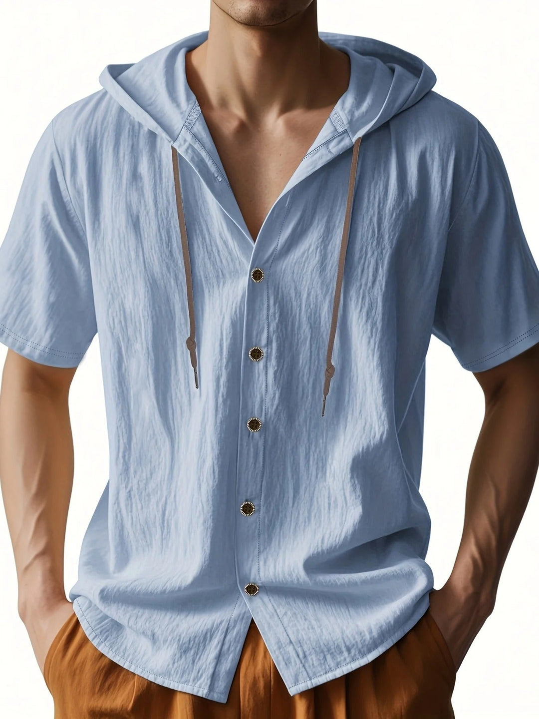 Chadwick - Camicie Leggere In Lino Con Maniche Corte E Cappuccio