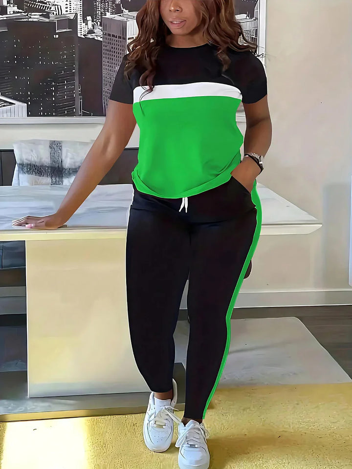 Fotini - Abito Sportivo Casual Estivo Alla Moda A Contrasto Colorato