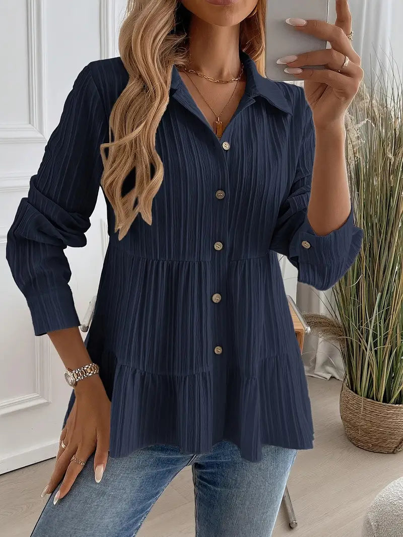 Majlinda - Elegante Camicia a Maniche Lunghe Con Bottoni