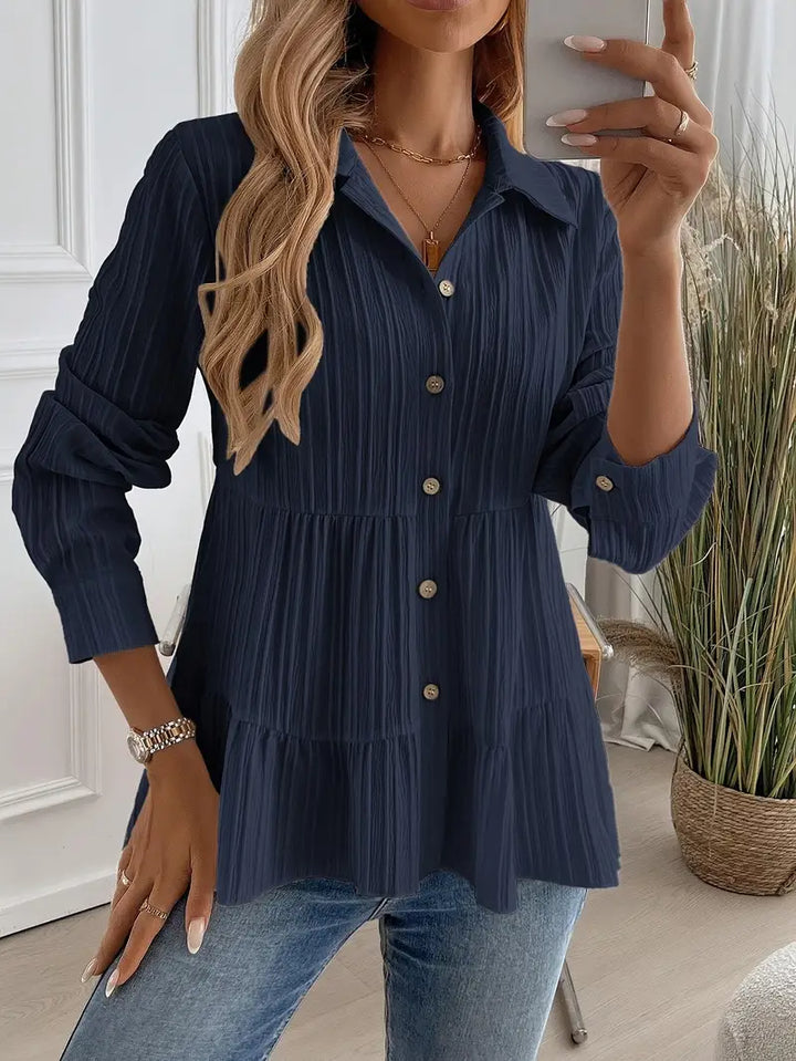 Majlinda - Elegante Camicia a Maniche Lunghe Con Bottoni