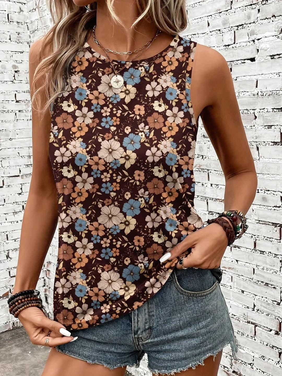 Lilou - Top Estivo Casual Con Stampa Floreale