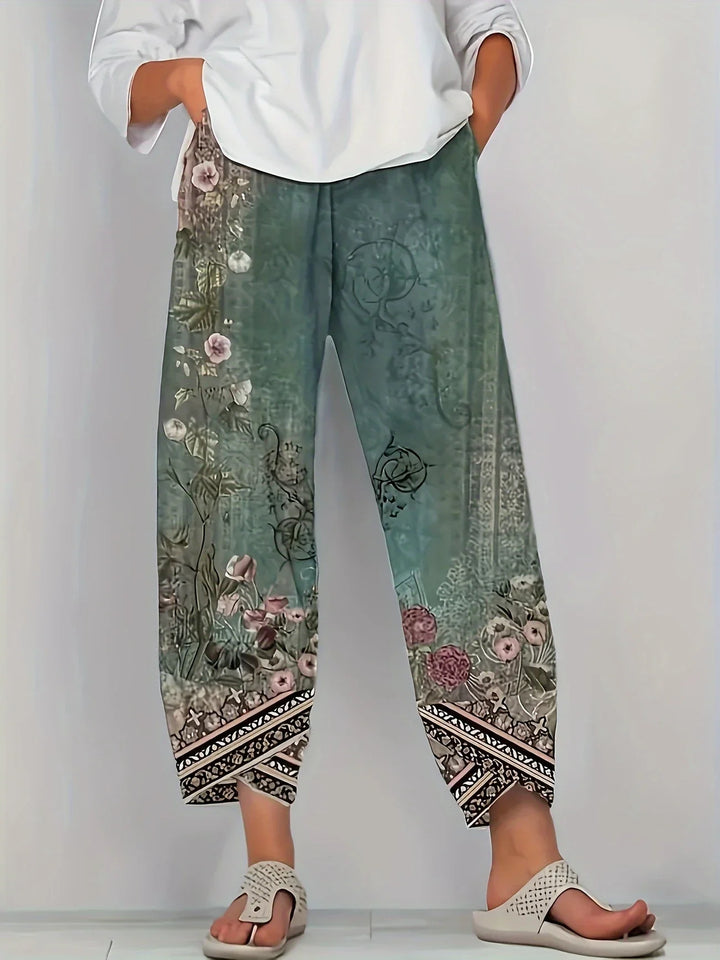 Kayden - Pantaloni Capri Floreali Vintage