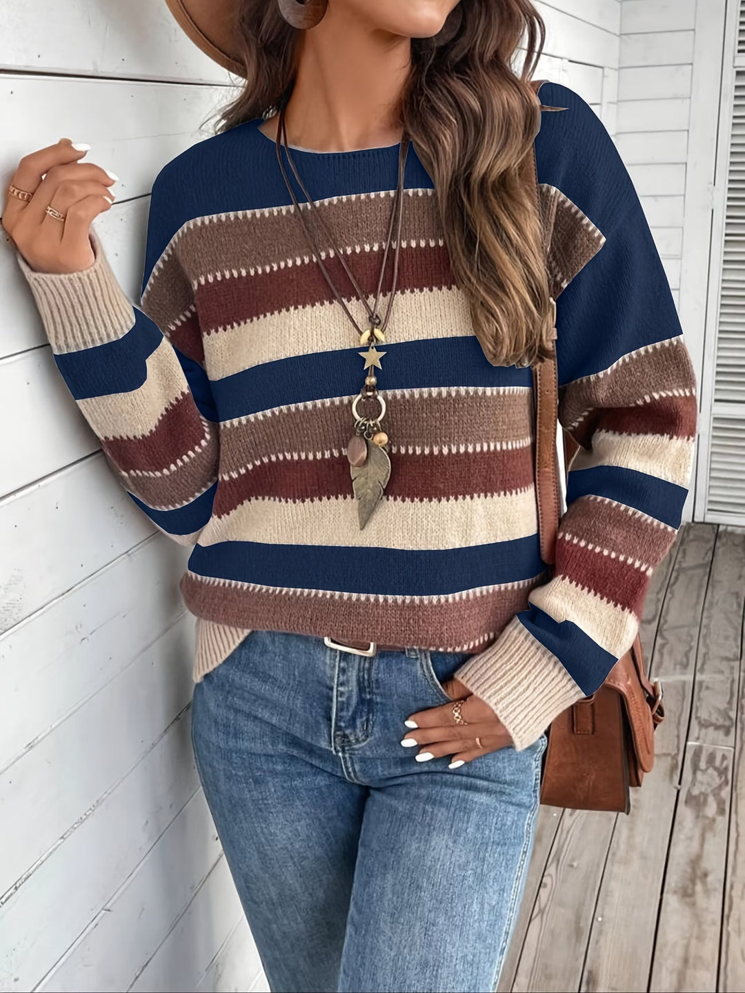 Fadina - Maglione in Maglia a Maniche Lunghe