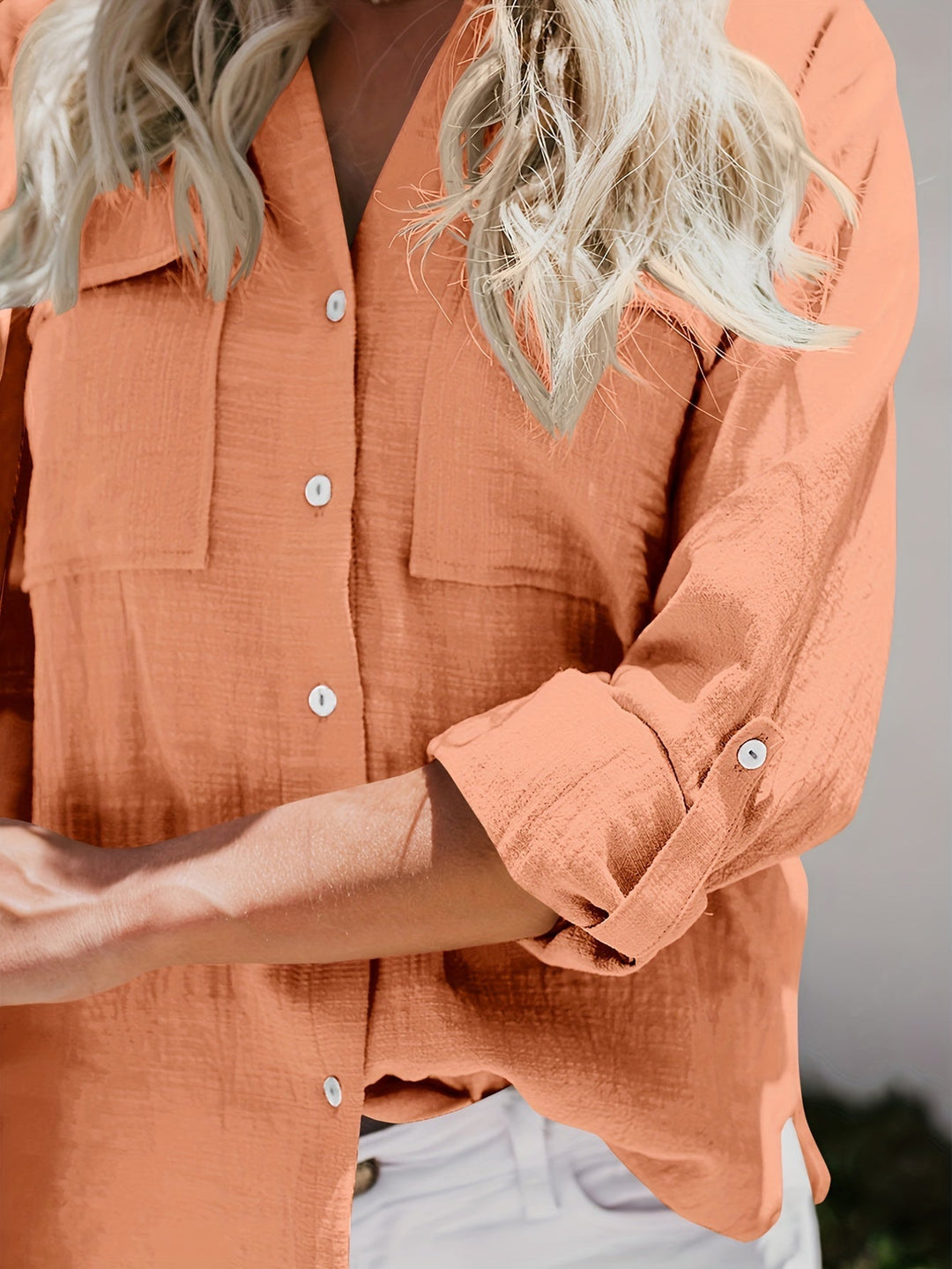 Priscilla - Camicetta A Maniche Lunghe Con Scollo a V e Abbottonatura Frontale