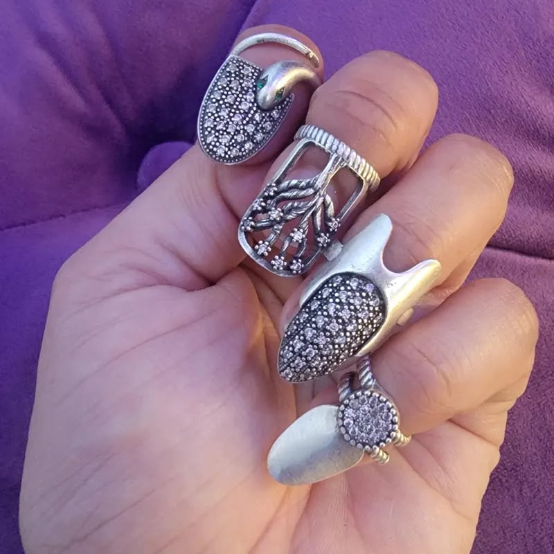 Marinan - Set di 4 Anelli Regolabili per Unghie in Stile Boho