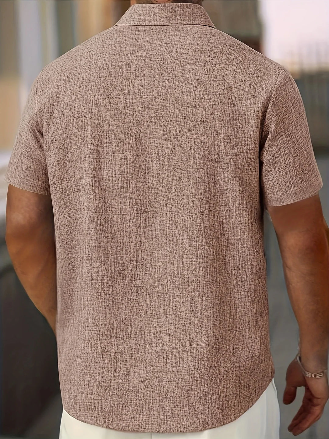 Dwight - Camicia Leggera In Misto Lino A Maniche Corte