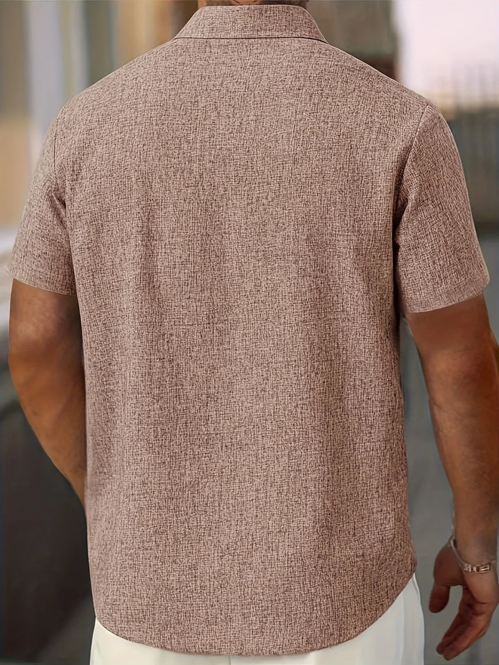 Dwight - Camicia Leggera In Misto Lino A Maniche Corte