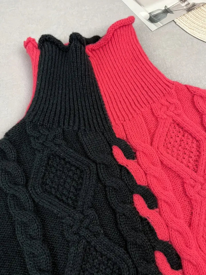 Leovia - Elegante Maglione a Righe Con Collo Alto