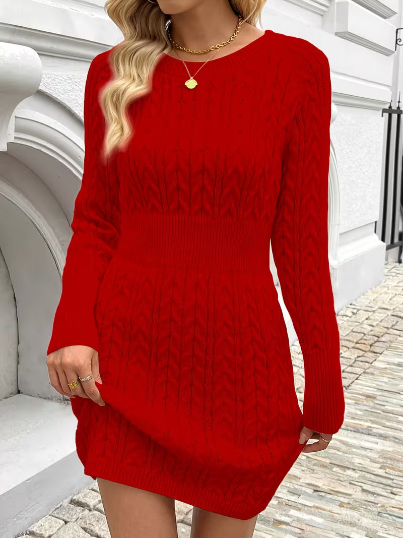 Lilona - Abito-Maglione Aderente a Maglia Intrecciata