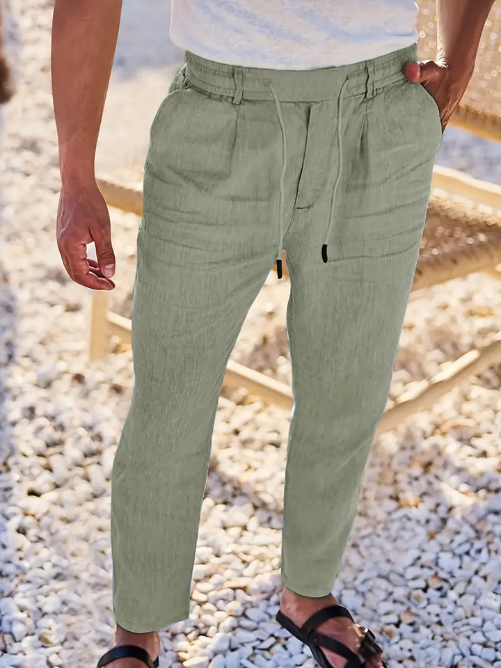 Nichols - Pantaloni Larghi In Lino Con Coulisse