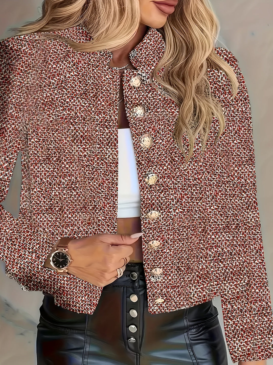 Aruzhan - Elegant Long Sleeved Blazer With Button