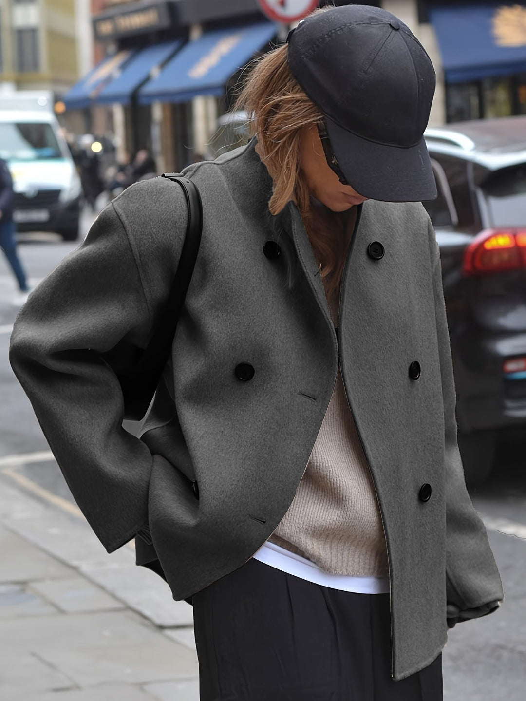 Deanne - Elégant Cappotto Doppiopetto Beige
