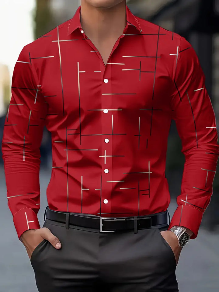Nerio - Camicia a Maniche Lunghe Con Stampa Geometrica